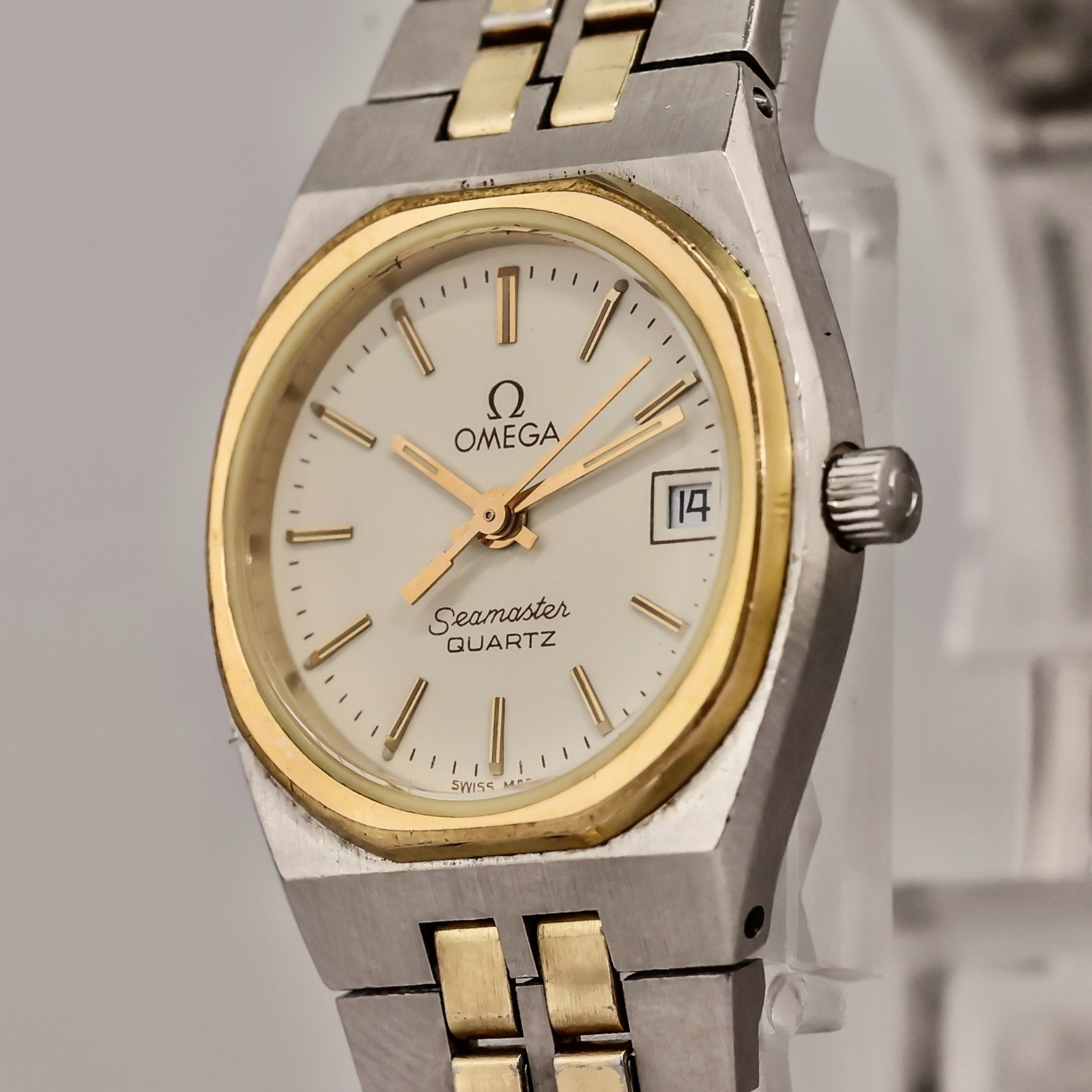 *Exc+5* Vintage 1982 OMEGA Seamaster Cal.1380 Quartz Gold×Silver Date 24mm Women