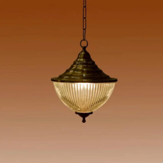 Rare plafonnier suspendu art déco en laiton et verre