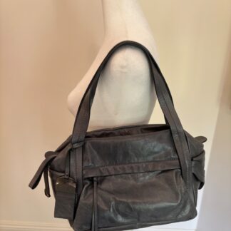 Francesco Biasia Top Handle Satchel Handbag Teal Gray  Medium Size Made in Italy