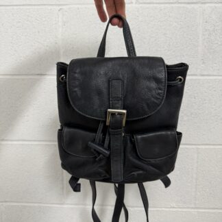 Francesco Biasia Backpack Black Leather Bucket Style Front Pockets