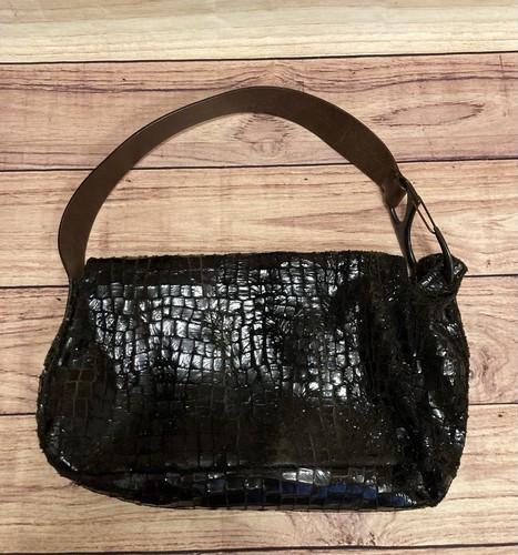 Francesco Biasia Large Brown Wide Leather Strap Hobo Shoulder Bag Purse – Image 2