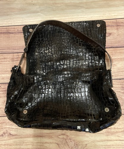 Francesco Biasia Large Brown Wide Leather Strap Hobo Shoulder Bag Purse – Image 6