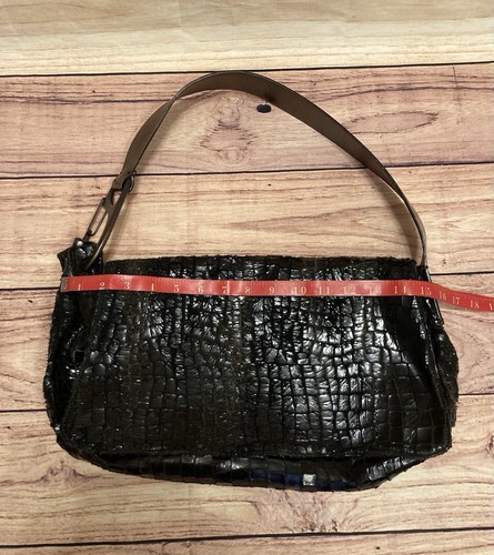 Francesco Biasia Large Brown Wide Leather Strap Hobo Shoulder Bag Purse – Image 9