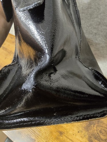 Vintage Francesco Biasi Black Patent Leather Large Silver Buckle Tote Purse – Image 5