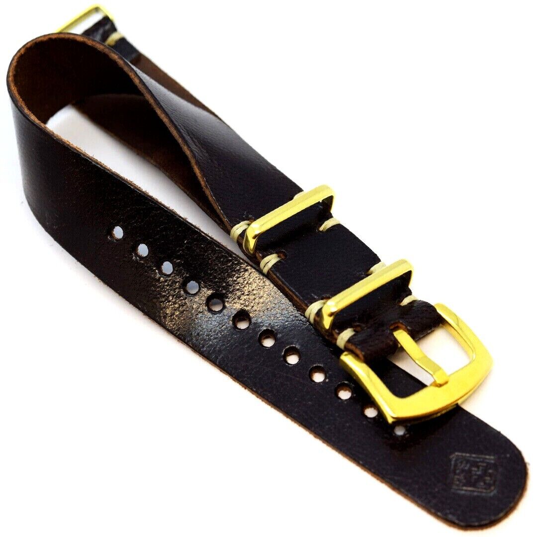 Bracelet montre NATO en cuir,Zulu militaire strap,adapté la Omega,18/20/22/24 mm