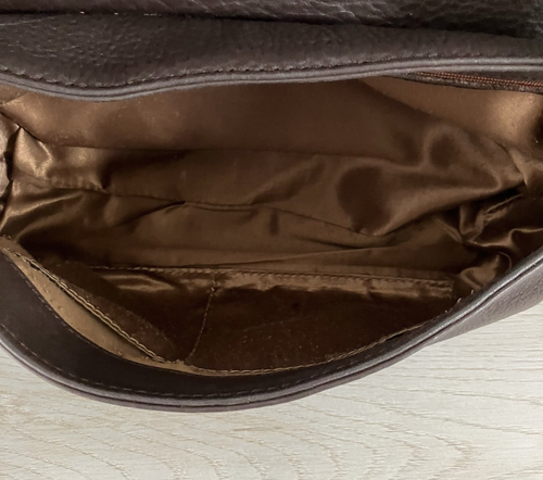 Vtg Francesco Biasia Pebbled Italian Brown Supple Leather Handbag Stitch Details – Image 12