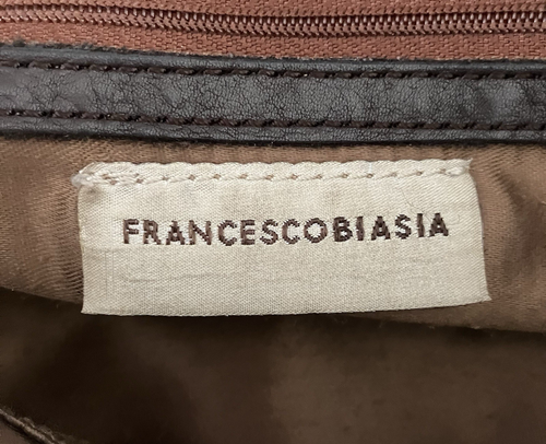 Vtg Francesco Biasia Pebbled Italian Brown Supple Leather Handbag Stitch Details – Image 14