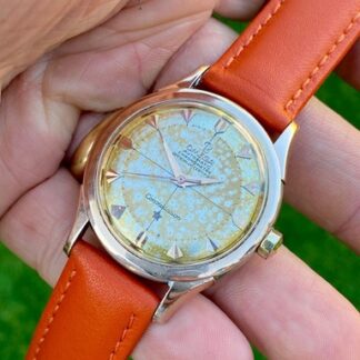 Omega Constellation Pie Pan Rose Gold Mercedes Crown Patina 1954 vintage watch