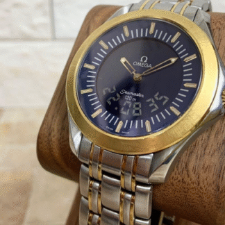 [Rare] OMEGA Seamaster 120 Ana-Digi 18K Yellow Gold Rare Blue Large
