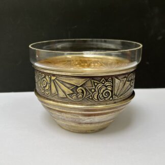 Bol Ancien Bonbonnière Art Déco Métal Argenté Poinçon Etoile Coupe Verre 1920s