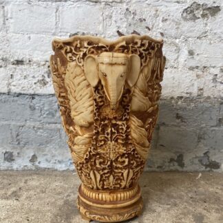 Vase Asiatique Indien Résine Vintage Style Art Déco Ethnique Jaune Orange Inde
