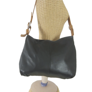 Francesco Biasia Black Brown Leather Minimalist Shoulder  Crossbody Bag Roomy