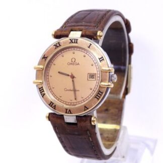 Vintage OMEGA CONSTELLATION 33mm 18k Gold Bezel Roman Numeral 1379 Quartz Watch