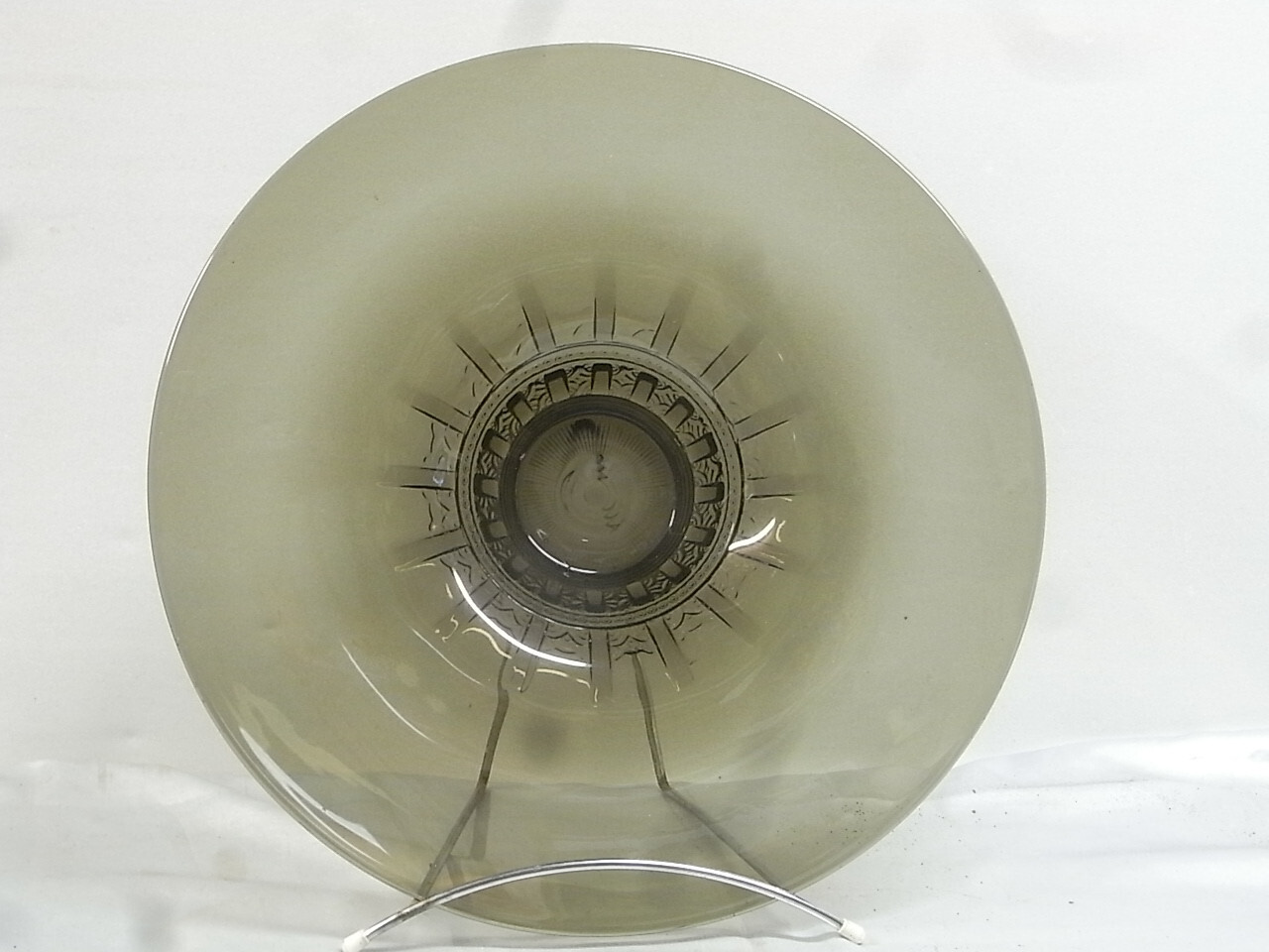 🇫🇷 GRANDE COUPE A FRUIT ART DÉCO VERRE FUME CENTRE DE TABLE DIAMÈTRE 40 cm