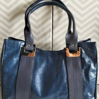 Francesco Biasia Blue Croc Skin Leather Purse Bag