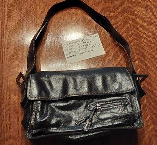 Francesco Biasia Black Leather Shoulder Bag Purse