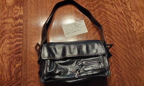 Francesco Biasia Black Leather Shoulder Bag Purse