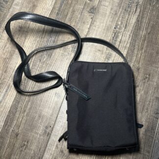 FRANCESCO BIASIA Microfiber Messenger/ Crossbody Handbag Black -Top Flap/Pockets