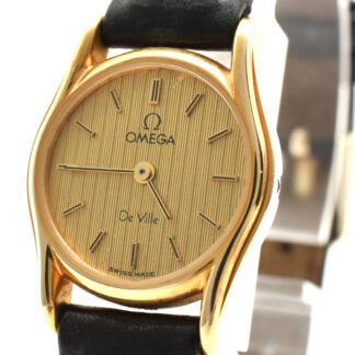 Vintage 1980 [ Near MINT ] OMEGA De Ville Cal.1387 20mm Gold Dial Quartz Women's