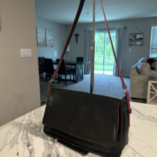 Francesco Biasia Black Leather Shoulder Bag Handbag Purse