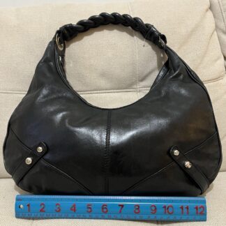 Francesco Biasia Black Secret Love Hobo Leather Purse Handbag Satchel