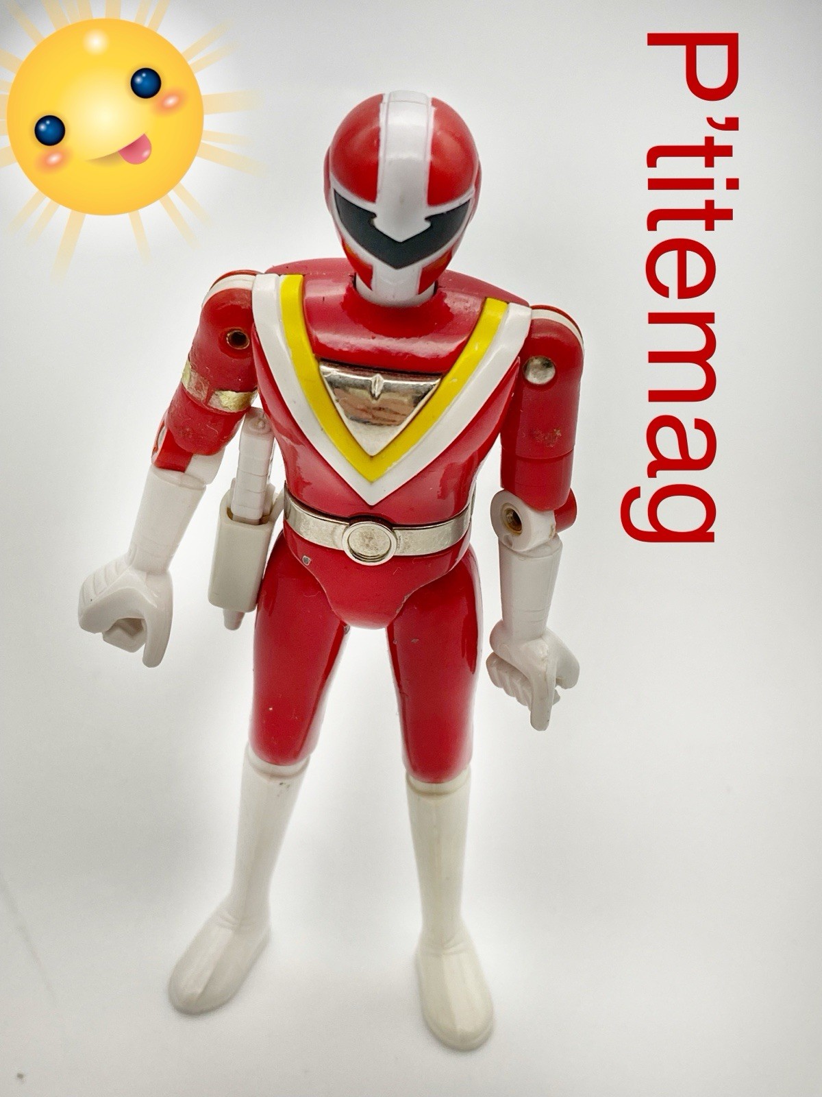 Figurine Fiveman Yellow Jaune 1990 Bandai Toei TF1 No Popy Bioman Avec Son Arme