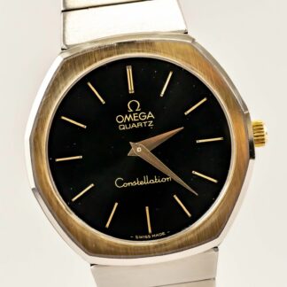 RARE *NEAR MINT* Vintage OMEGA Black Gold Constellation Cal.1330 Qz Mens Octagon
