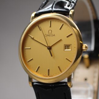 Vintage 1993 OMEGA De Ville Gold Dial Quartz Men's Watch Cal.1430 [Near Mint]