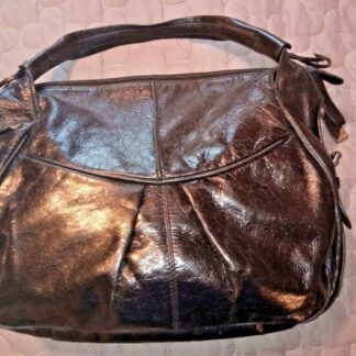 Authentic FRANCESCO BIASIA Satchel Black Leather gun metal handbag purse
