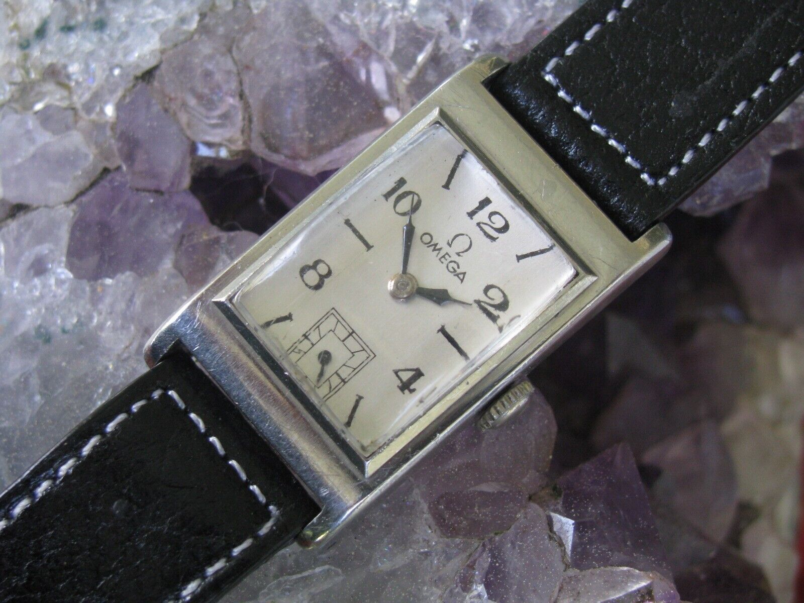 Omega Vintage Stainless Steel Manual Wind Art Deco Wrist Watch, ca 1930s