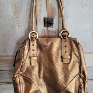 Francesco Biasia Metallic Copper Bronze leather handbag Purse Tote