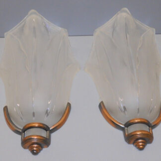 -EXCEPTIONNELLE PAIRE D'APPLIQUES ART DECO signées EZAN France & Métal Cuivré  D