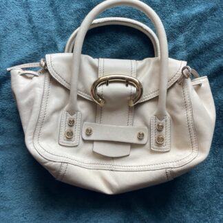 Francesco Biasia Faux-Leather Handbag, Cream Color, Gold Hardware