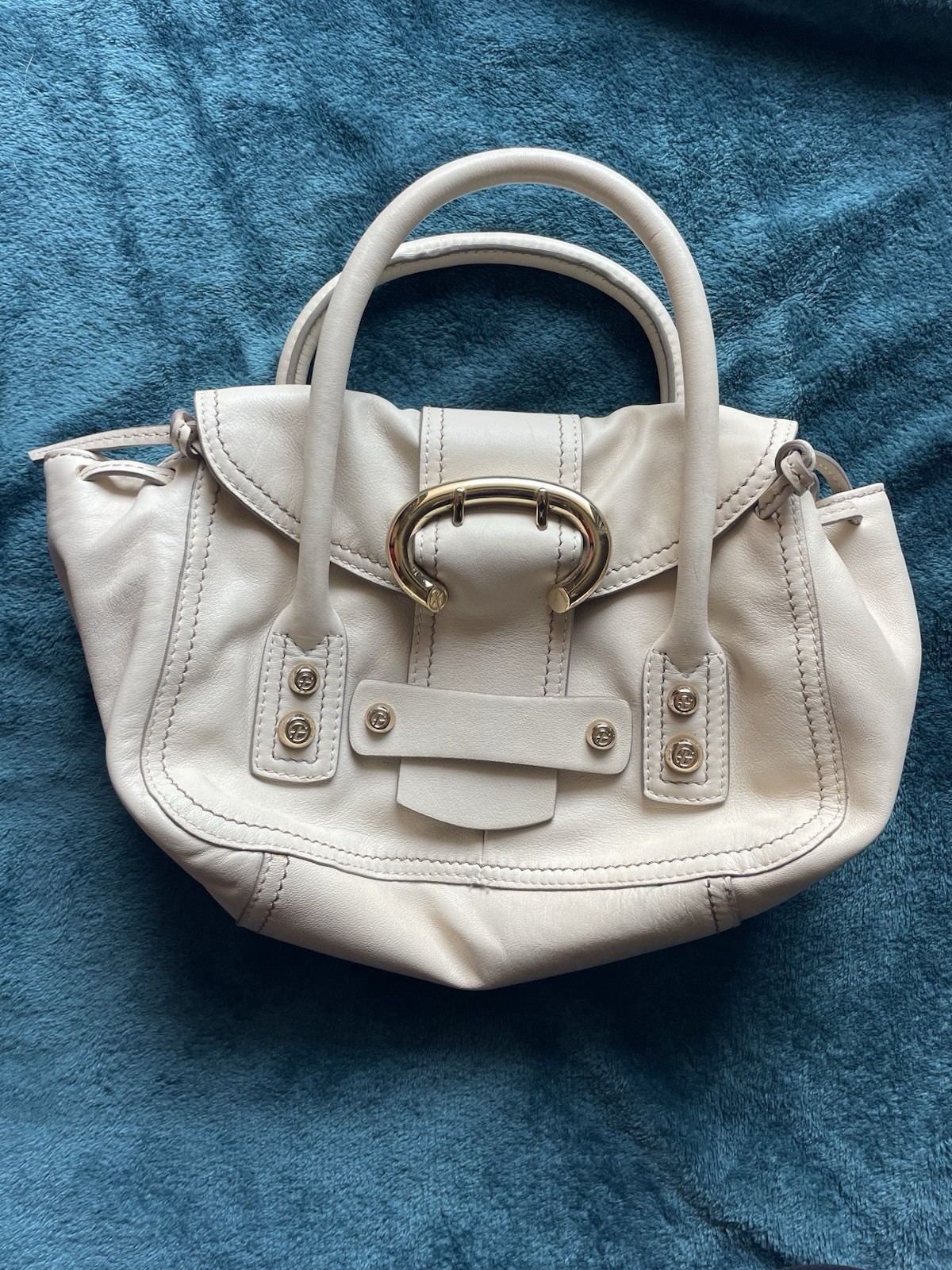Francesco Biasia Faux-Leather Handbag, Cream Color, Gold Hardware