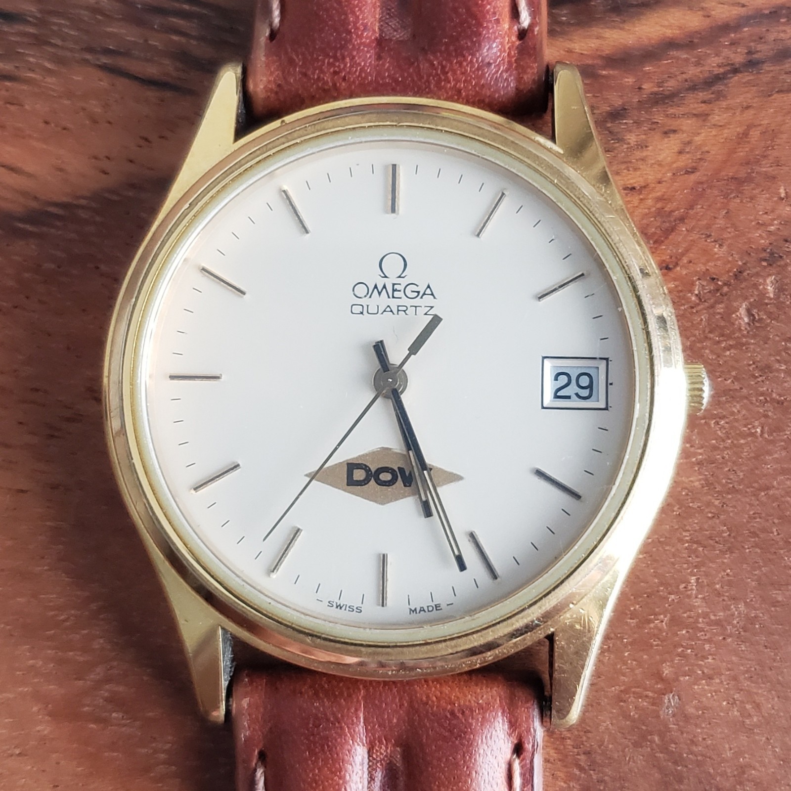 Vintage Omega Quartz Seamaster Men's Wristwatch DOW Company Logo Dial, Cal. 1337