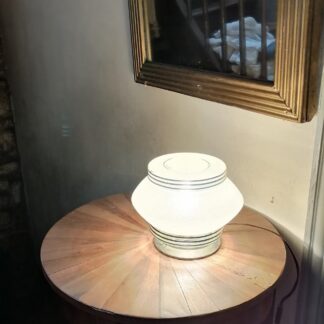 Lampe globe en verre avec socle en Alu–Art déco-skyscraper- 1930/50