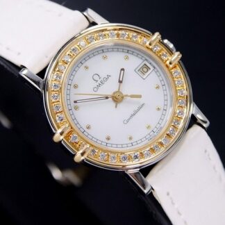 OMEGA CONSTELLATION QUARTZ DIAMOND SETTING WHITE DIAL DATE WOMEN'S WATCH