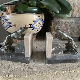 paire serre livres lévriers art déco  marbre  et   Métal À Déterminer