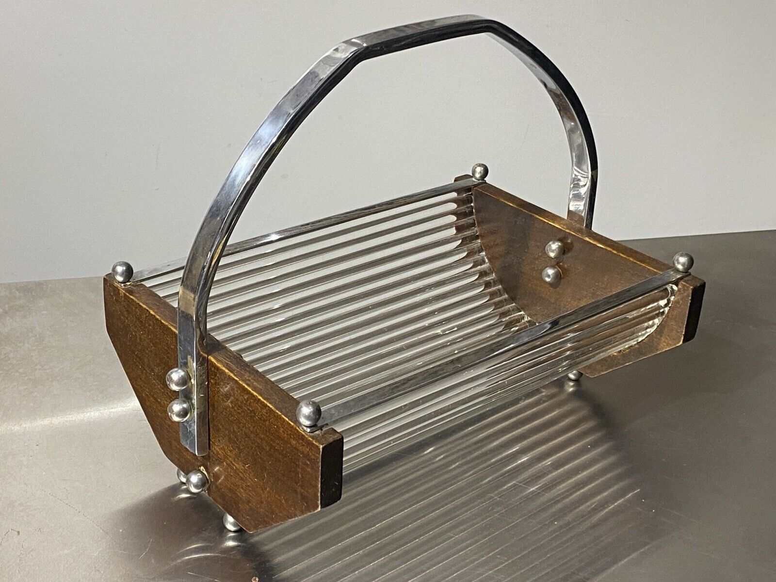Art Deco Panière En Tube De Verre 1940’ USA