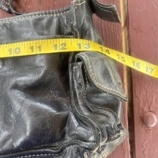 FRANCESCO BIASIA Glazed Leather Handbag Black Shoulder Strap