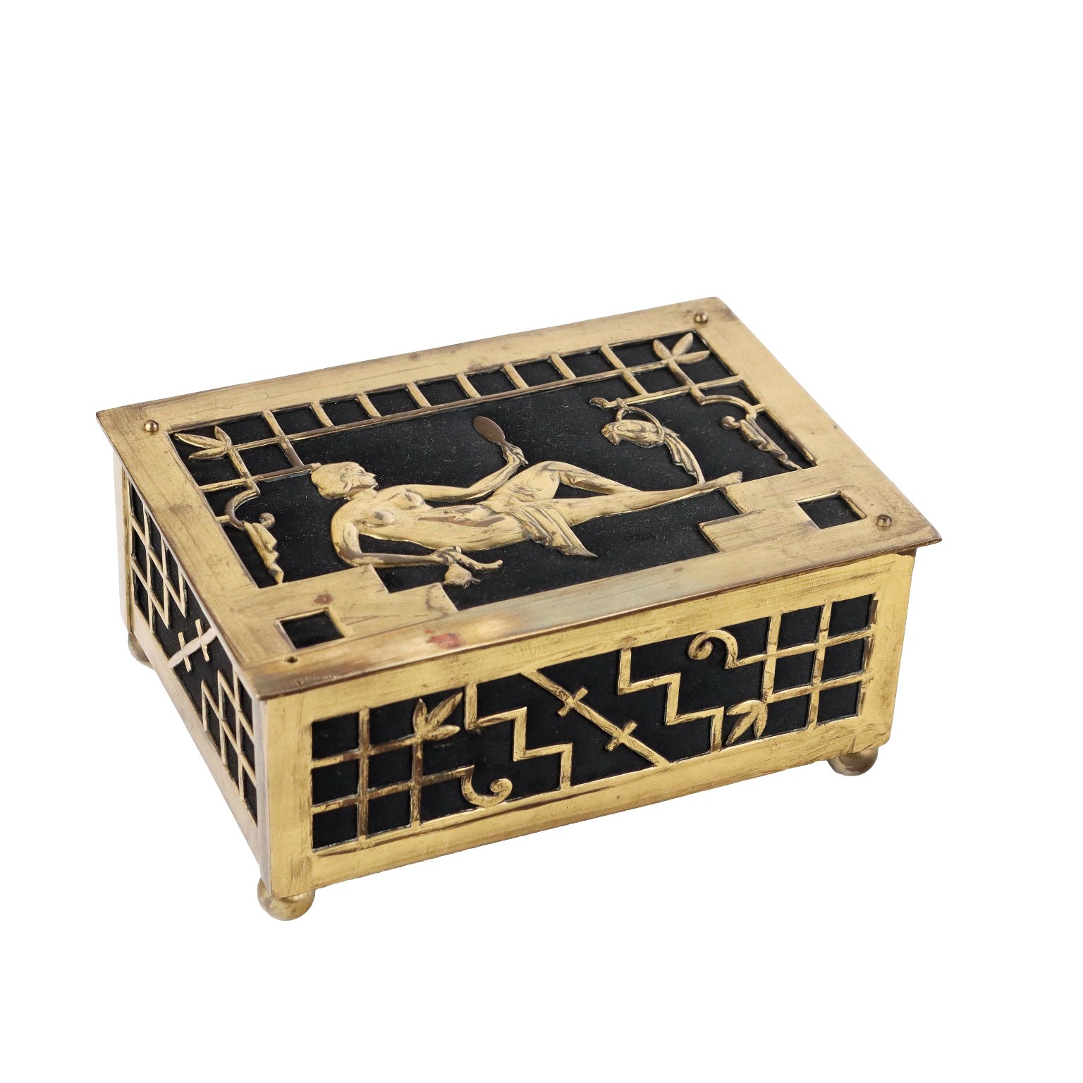 Coffret Art Déco en Bronze et Tissu Europe Années 20-30