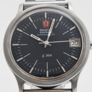 [Exc+5] Vintage Omega Chronometer F300 Black Dial 35mm Men's Quartz Watch