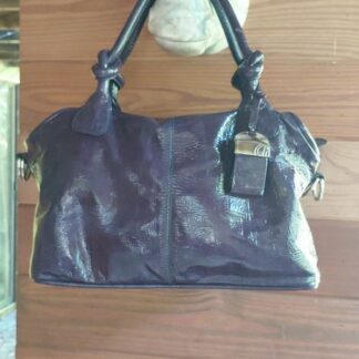 Francesco Biasia Genuine Patent Leather  Large Shoulder Bag Purse Eggplant