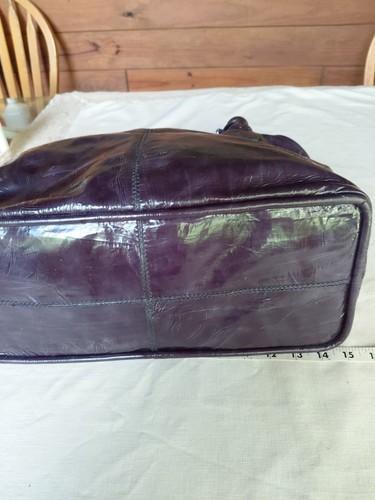 Francesco Biasia Genuine Patent Leather Large Shoulder Bag Purse Eggplant – Image 12