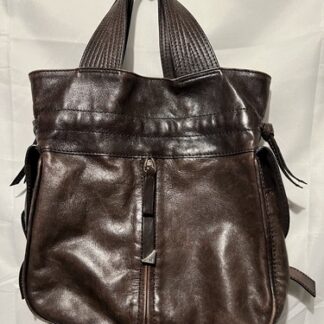 FRANCESCO BIASIA Dark Brown Leather Handbag Satchel Purse 100% Calf Snap Lined