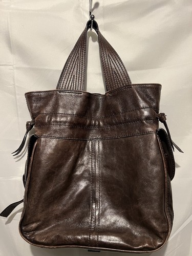 FRANCESCO BIASIA Dark Brown Leather Handbag Satchel Purse 100% Calf Snap Lined – Image 6