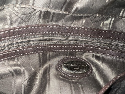 FRANCESCO BIASIA Dark Brown Leather Handbag Satchel Purse 100% Calf Snap Lined – Image 11