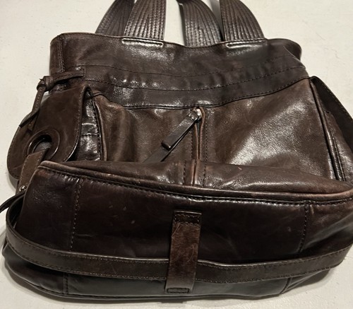 FRANCESCO BIASIA Dark Brown Leather Handbag Satchel Purse 100% Calf Snap Lined – Image 12