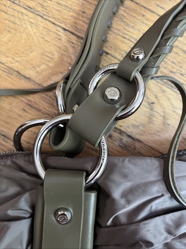 FRANCESCO BIASIA Large Top Handle/Satchel Nylon Leather Trim Zip Bag Brown NWOT – Image 2