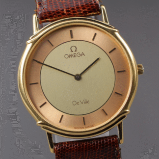 New Battery[N MINT Vintage OMEGA De Ville Cal.1455 Qz Gold Dial Men's Watch T893